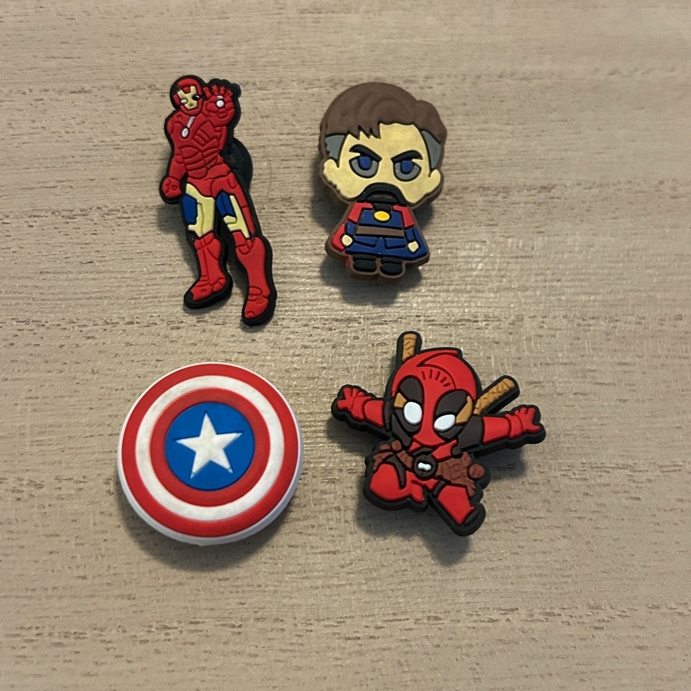 Marvel Shoe Charms Set Of 4 Shoe Jewelry Spiderman Captain America Iron Man